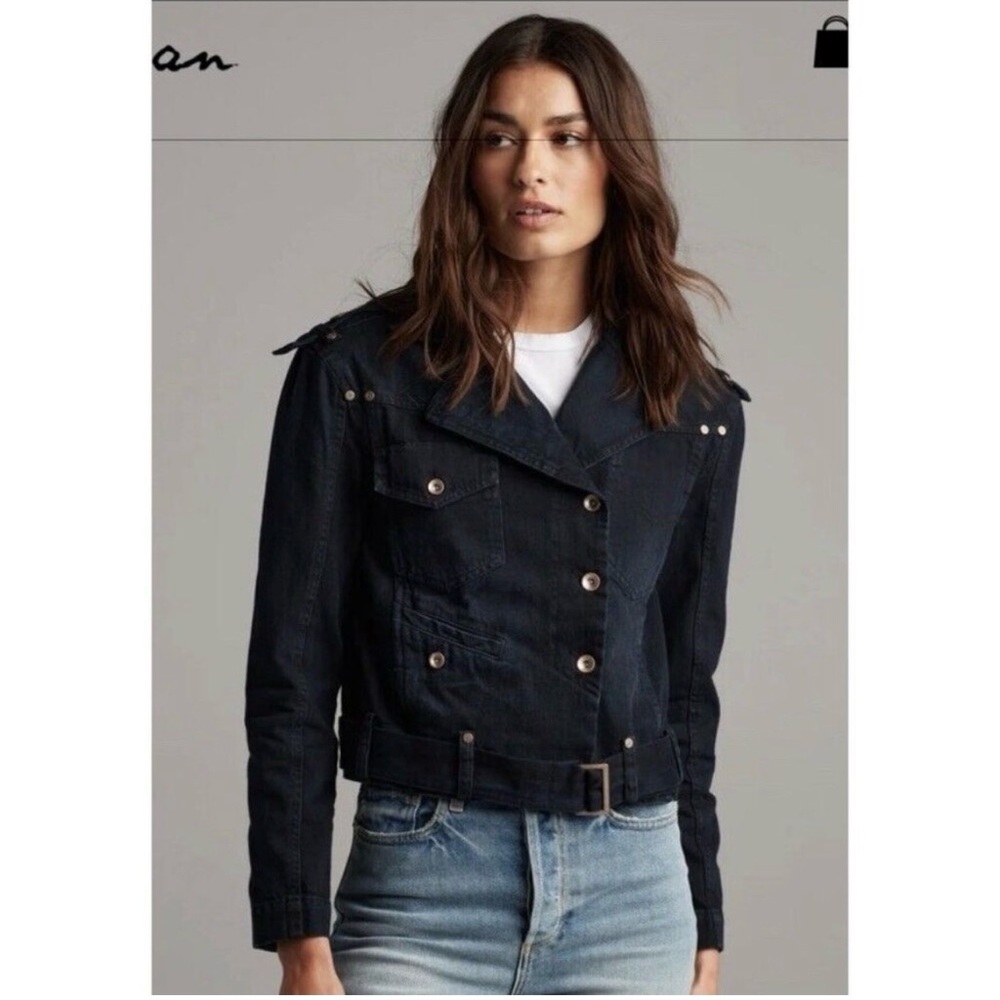 Rowan Jamie Cropped Denim Moto Jacket Women's-Size S